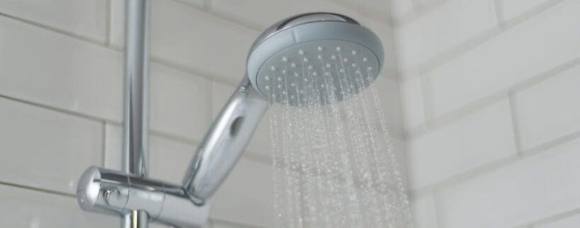 Hot water shower from a tankless water heater.